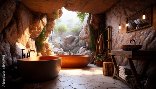 ancient stone build style of a bathroom