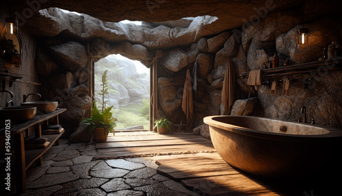 ancient stone build style of a bathroom