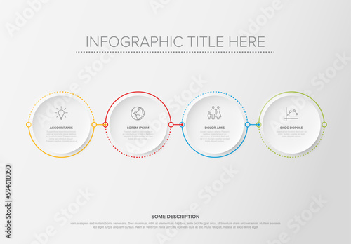 Minimalistic four circle  steps elements template