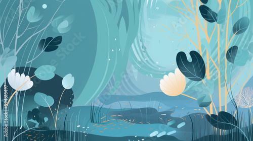 image of an animated landscape with water and plants in it