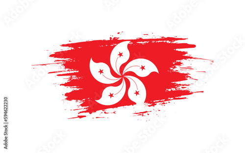 Creative hand-drawn brush stroke flag of HONG KONG country vector illustration