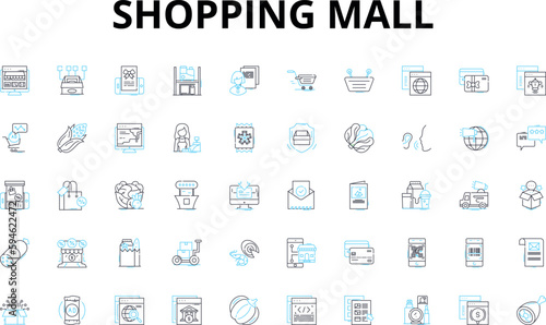 Shopping mall linear icons set. Retail, Mall, Shopping, Brands, Shops, Stores, Fashion vector symbols and line concept signs. Trends,Deals,Sales illustration