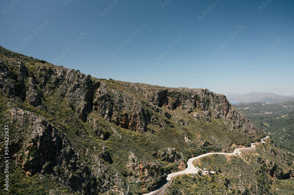 High rock cliffs at Topolia Gorge, Crete, Greece.