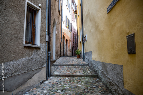 Morcote  Ticino  Switzerland - May 21  2022 Narrow streets of  Morcote