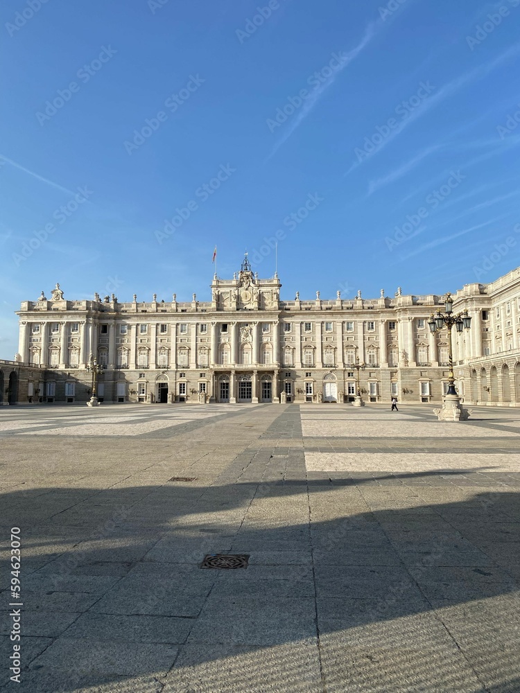 Vertical shot of the courtyard of the Royal Palace of Madrid. Spain.
