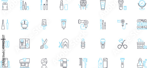 Salon linear icons set. Glamour, Style, Beauty, Haircut, Makeover, Manicure, Pedicure line vector and concept signs. Waxing,Facials,Massage outline illustrations
