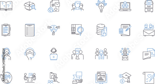 Marketing services line icons collection. Advertising, Branding, Consulting, Strategy, Analytics, Digital, Communication vector and linear illustration. Content,Social,Search outline signs set