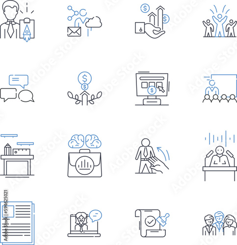 Personnel development line icons collection. Training, Development, Growth, Learning, Coaching, Mentoring, Leadership vector and linear illustration. Communication,Feedback,Improvement outline signs