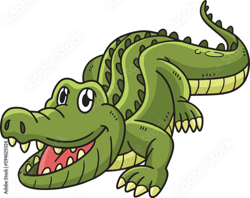 Crocodile Cartoon Colored Clipart Illustration