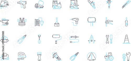 Tourism sector linear icons set. Hospitality, Adventure, Culture, Nature, Sightseeing, Attractions, Destination line vector and concept signs. Vacation,Leisure,Experience outline illustrations