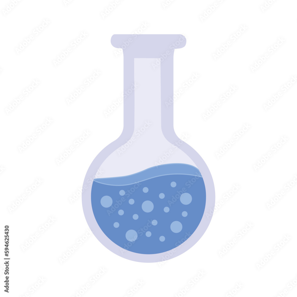 Laboratory flask. Blue solution laboratory flask icon. Chemical laboratory flask with liquid Laboratory flask. Blue solution laboratory flask icon. Chemical laboratory flask with liquid