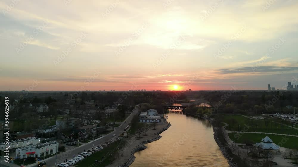 Backward motion of the sunset in Port Credit, Ontario in Spring. Backward motion of the sunset in Port Credit, Ontario in Spring.