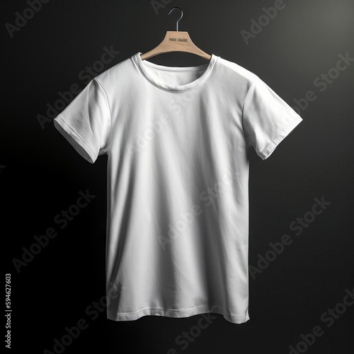 White T-Shirt Mockup, Black Bg, AI Generated