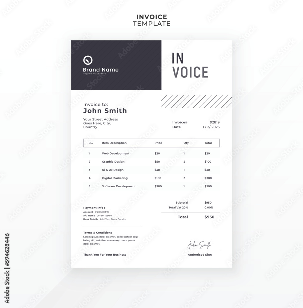 Modern creative invoice template design Modern creative invoice template design