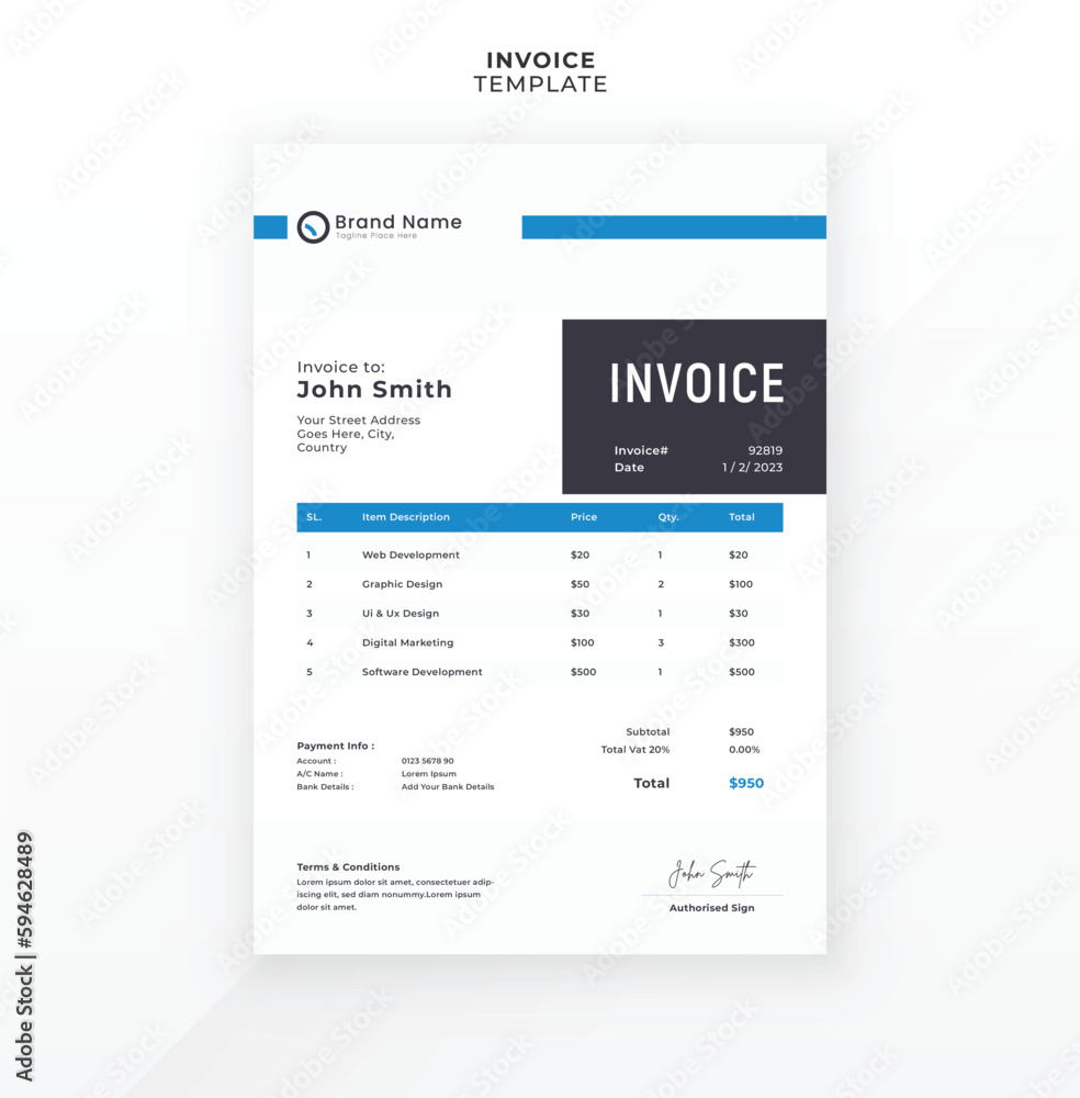 Modern creative invoice template design Modern creative invoice template design