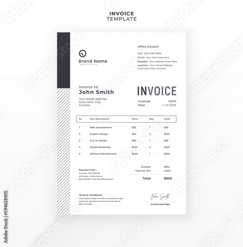 Modern creative invoice template design