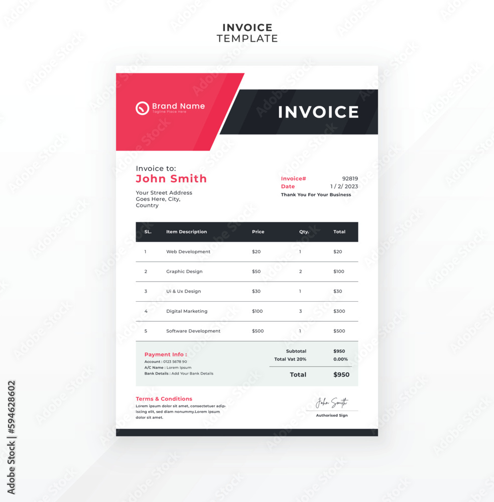 Modern creative invoice template design Modern creative invoice template design
