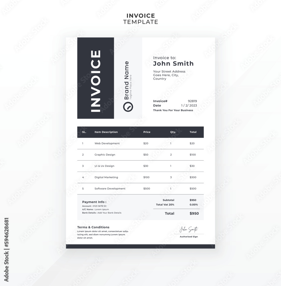 Modern creative invoice template design Modern creative invoice template design