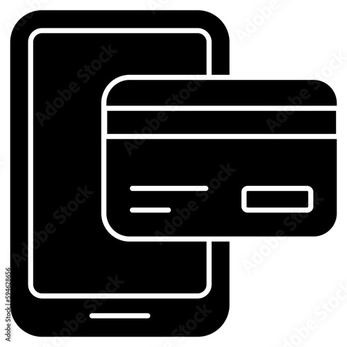     Card inside smartphone, icon of mobile card payment 