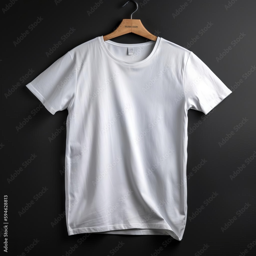 Obraz premium White T-Shirt Mockup, Black Bg, AI Generated