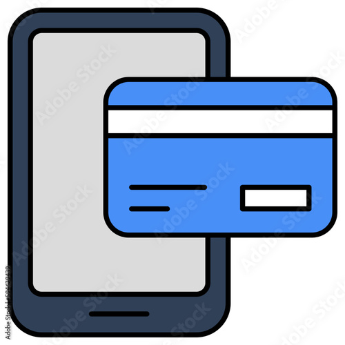     Card inside smartphone, icon of mobile card payment 