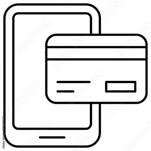     Card inside smartphone, icon of mobile card payment 
