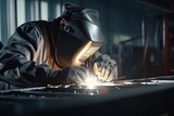 aluminium worker welding together a new product, created with generative ai