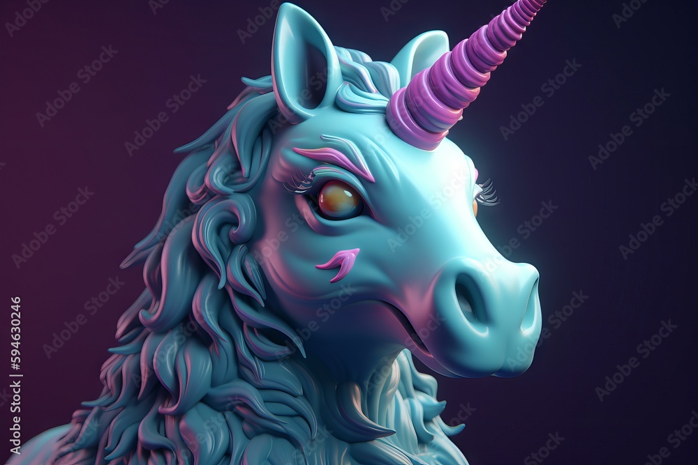 a unicorn in 3d animation style