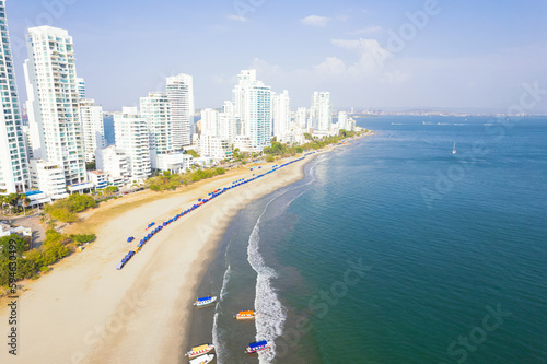 Aerial image of Bocagrande beach, Cartagena, Colombia. © Hector Pertuz