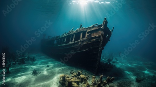 Shipwreck beneath the sea Generative AI