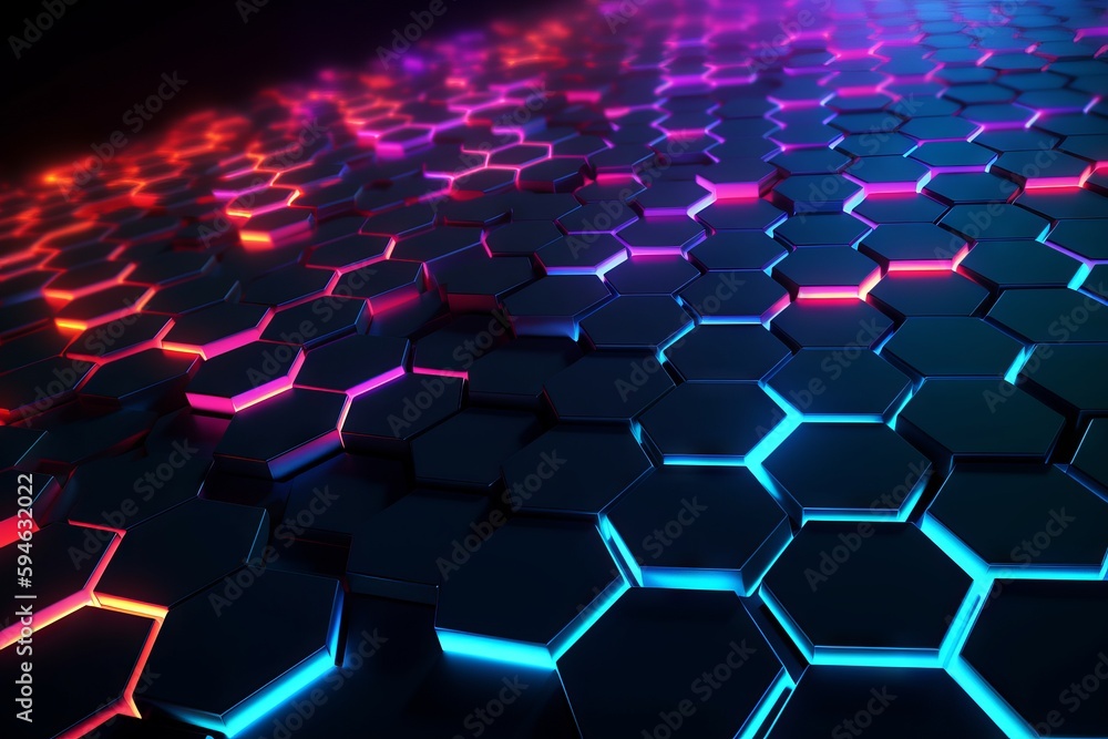 desktop background with neon hexagons in high detail grade --ar 3:2 desktop background with neon hexagons in high detail grade --ar 3:2