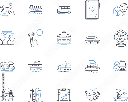 Globetrotting line icons collection. Adventure, Wanderlust, Culture, Exploration, Travel, Discovery, Journey vector and linear illustration. Itinerary,Migration,UNESCO outline signs set
