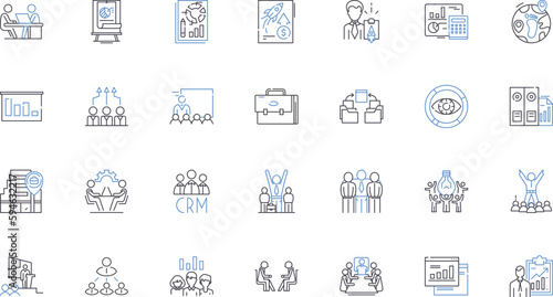 Virtual team line icons collection. Collaboration, Remote, Telecommute, Technology, Distance, Communication, Online vector and linear illustration. Nerk,Connectivity,Agility outline signs set