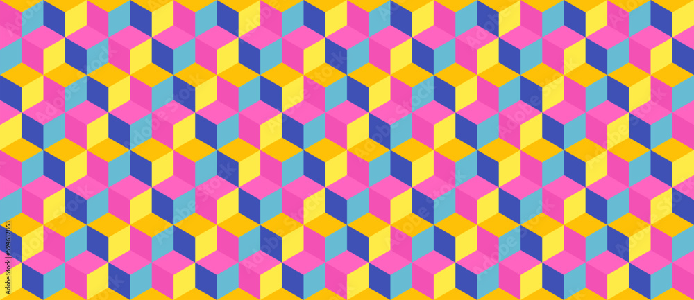 cube seamless texture. 3d isometric background pattern. Geometric illustration
