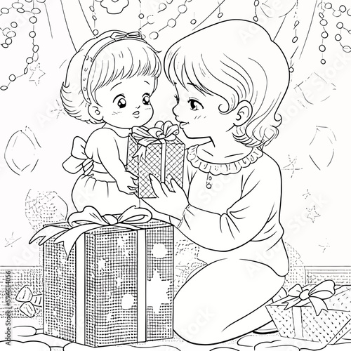 Girl giving gift to mom