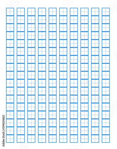 Squared manuscript. Japanese handwriting paper for hieroglyph - genko yoshi. vector