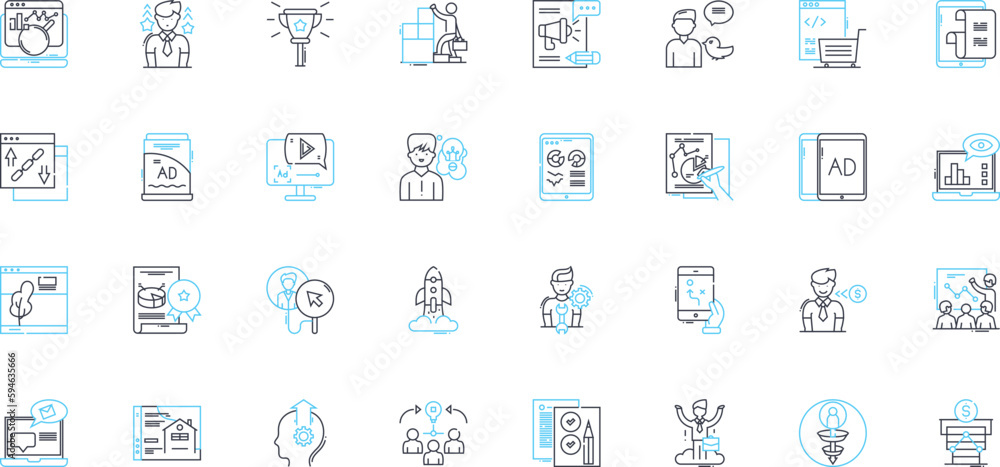 Publicity and exposure linear icons set. Visibility, Outreach, Publicity, Branding, Buzz, Fame, Recognition line vector and concept signs. Exposure,Attention,Advertorial outline illustrations Publicity and exposure linear icons set. Visibility, Outreach, Publicity, Branding, Buzz, Fame, Recognition line vector and concept signs. Exposure,Attention,Advertorial outline illustrations