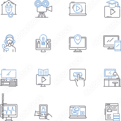 IT solutions line icons collection. Technology, Innovation, Cybersecurity, Cloud, Nerking, Optimization, Automation vector and linear illustration. Integration,Efficiency,Communication outline signs