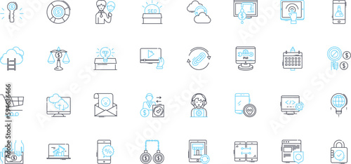 Product refinement linear icons set. Polishing, Improvement, Optimization, Development, Progression, Enhancement, Evolution line vector and concept signs. Refining,Streamlining,Modernizing outline