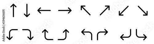 Wayfinding outline icon set. Arrows. Vector graphics