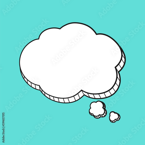 Comic speech bubble thought cloud 3D doodle outline vector illustration