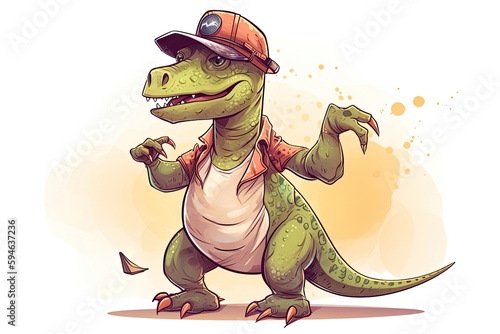 Dinosaur Design Music Street Dancing Having Fun Generative AI