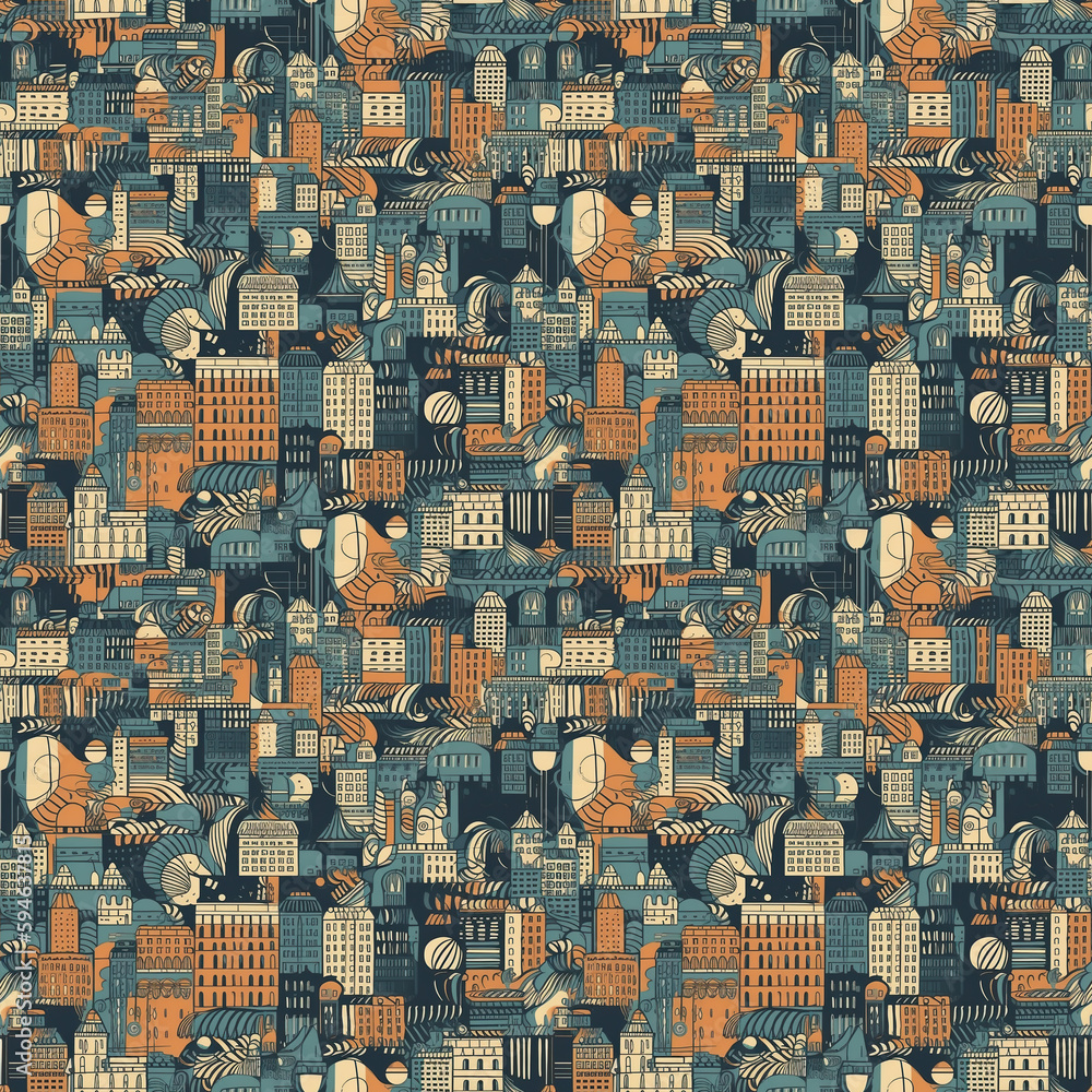 Fototapeta premium Seamless city pattern