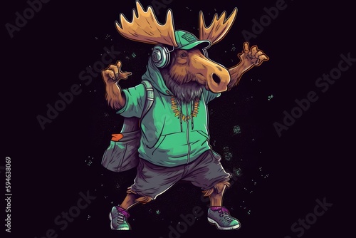 Moose Design Hip Dancer Background Generative AI