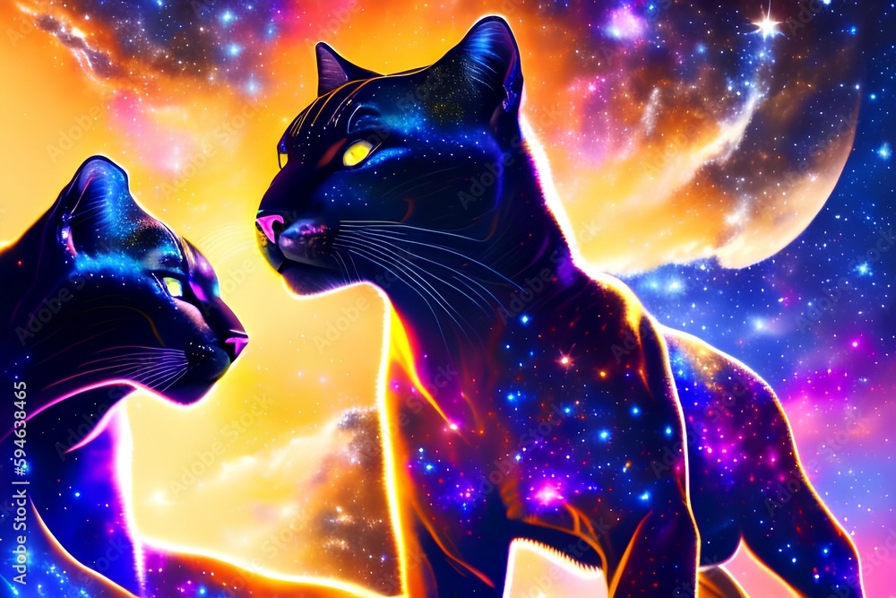 a mysterious and alluring cat that roams the vast expanses of the celestial realm. eyes holding the depth of thousands of galaxies - generative ai