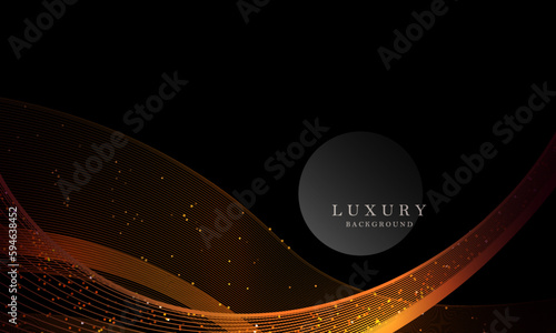Abstract shallow golden wave with tinsel on black design