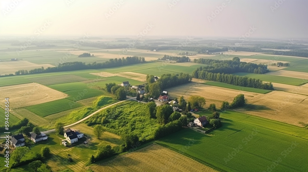 High angle farmland view