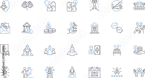 Competition conquest line icons collection. Dominance, Power, Victory, Rivalry, Ambition, Struggle, Challenge vector and linear illustration. Contention,Triumph,Battle outline signs set