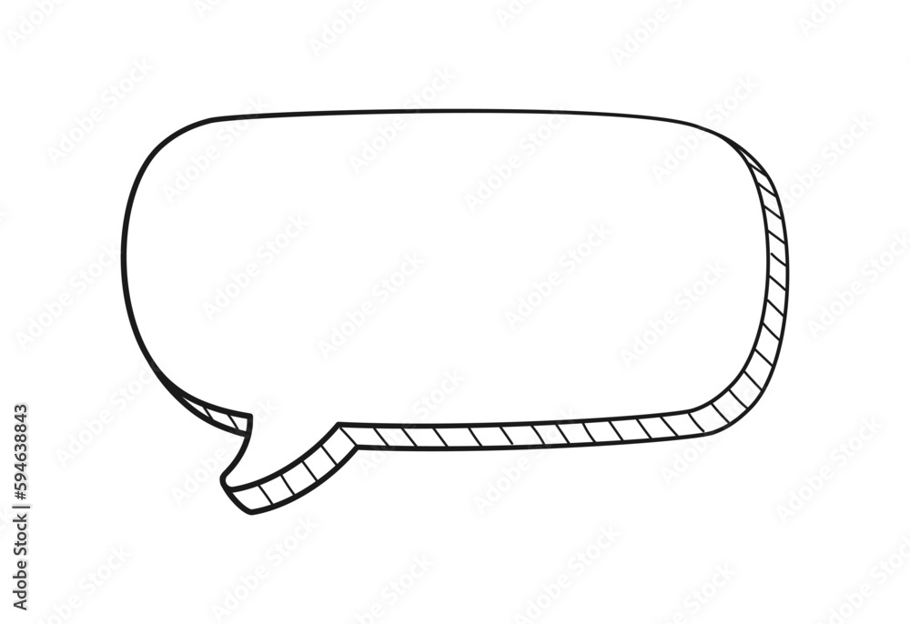 Naklejka premium Comic speech bubble 3D doodle outline vector illustration