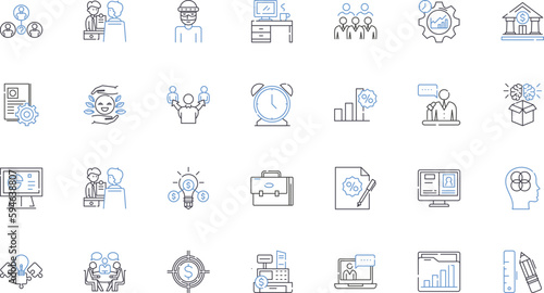 Cost analysis line icons collection. Profitability, Budgeting, Expenses, Forecasting, Accounting, Costing, Evaluation vector and linear illustration. Pricing,Margins,Analysis outline signs set